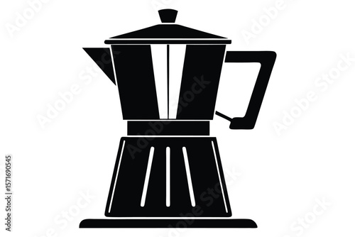 Simplified Black Silhouette of a Moka Pot Espresso Maker for Coffee Brewing