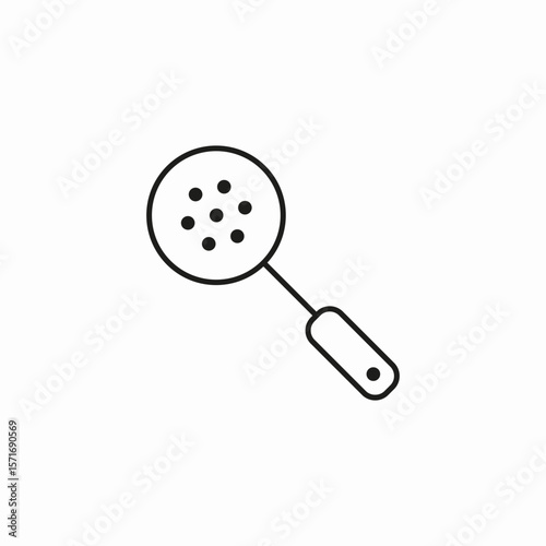 skimmer utensil round icon sign vector