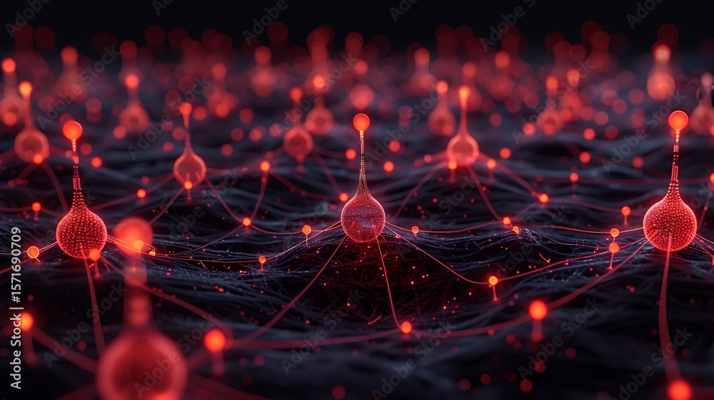 custom made wallpaper toronto digitalAdvanced neural network visualized as a glowing 3D structure of interconnected nodes and circuits. 32k, full ultra HD, high resolution