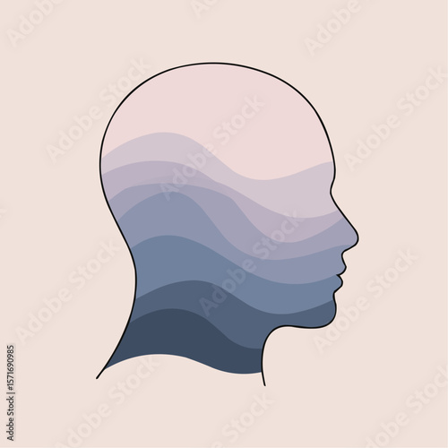 Abstract human silhouette with wavy colors representing mental health  