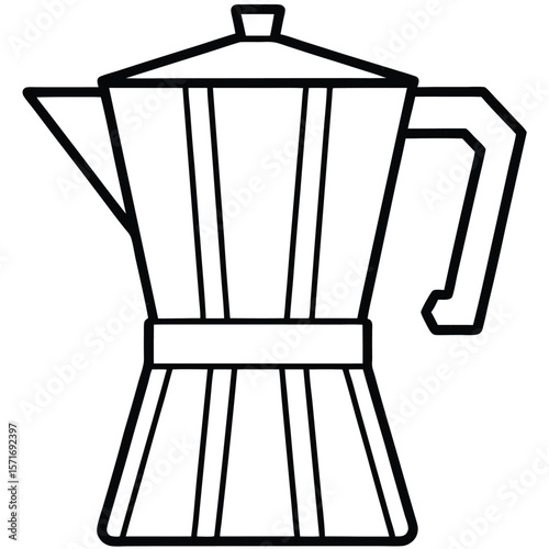 Outlined Espresso Maker Traditional Moka Pot Vector Illustration for Brewing Strong Coffee