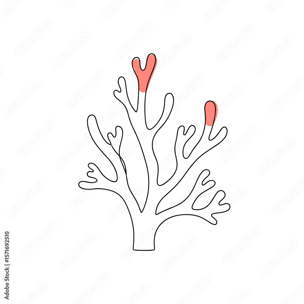 Fototapeta premium Coral illustration with red accents in minimalist style 
