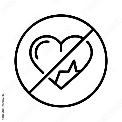 Heart symbol without heartbeat line in minimal black design  