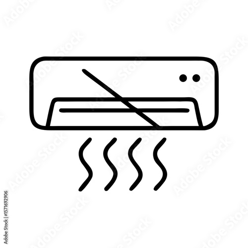 Air conditioner icon with no cooling function in minimalist style  
