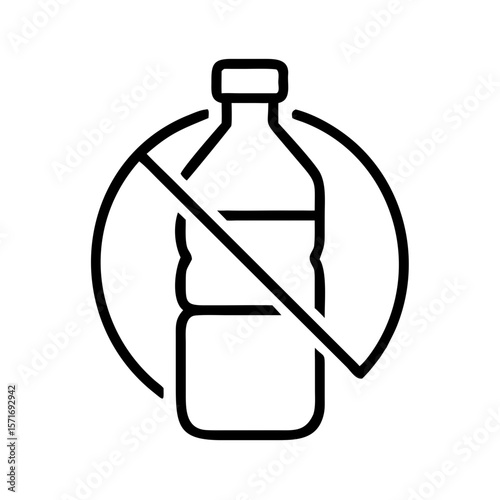 No bottled water symbol in minimalistic black outline style  
