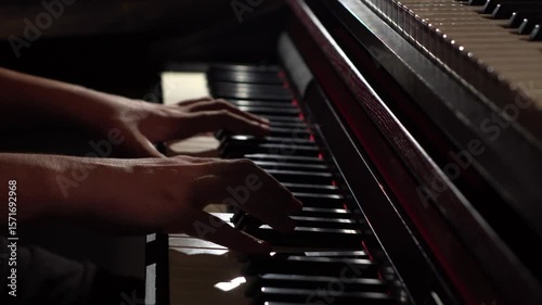 Piano music performance hands playing keyboard keys musician artist