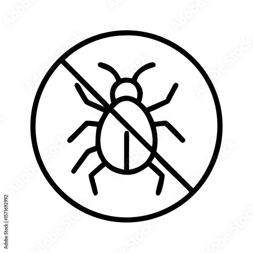 No pests symbol with insect inside a prohibition sign  
