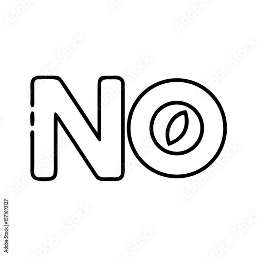 Bold "NO" text with leaf symbol in minimal design  