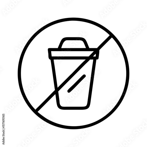 No waste symbol indicating prohibition of disposable cup usage  