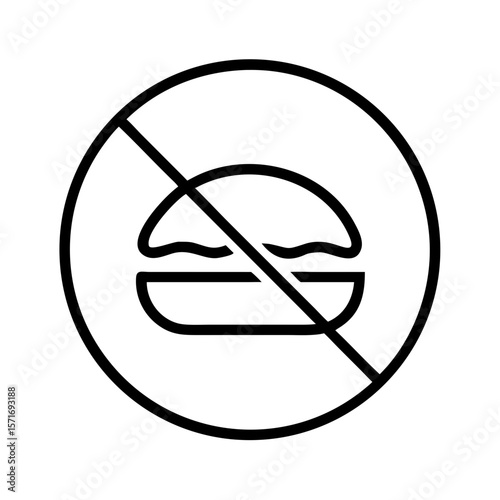 No meat symbol with crossed-out hamburger icon in minimalist style  
