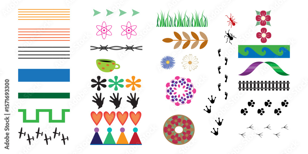 Fototapeta premium Decorative Borders and Pattern Elements Collection
