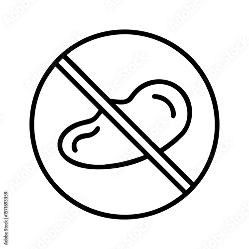 No meat symbol in monochrome outline style for dietary restrictions  