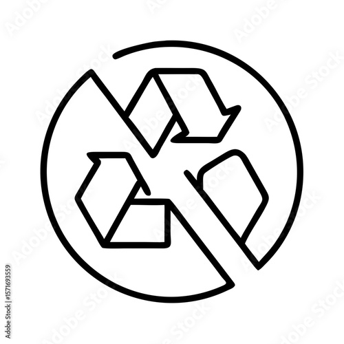 No recycling symbol in circular design with crossed-out lines  