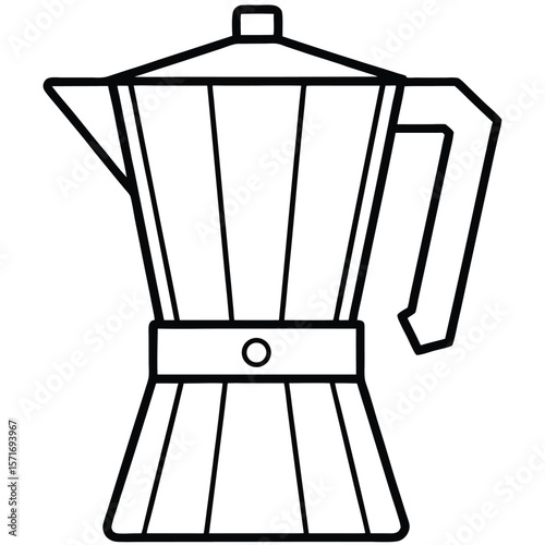 Simplified Line Art Illustration of a Classic Italian Moka Pot Coffee Maker