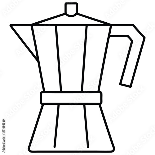 Stylized Line Art Illustration of a Classic Moka Pot for Espresso Brewing