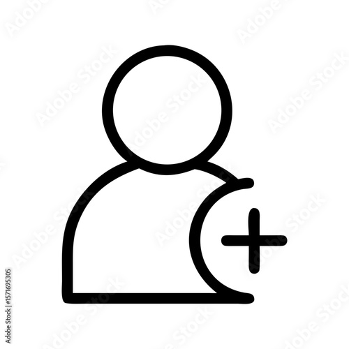  Add Friend button. Social Interaction Vector Icon. A simple and friendly vector icon showing a user avatar with a plus sign to symbolize adding a new friend or connection.