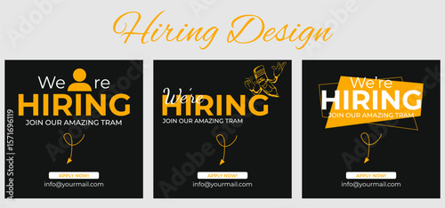 We are hiring job vacancy social media post banner design template. We are hiring job opportunity banner design. Job recruitment banner. Social Media Job vacancy banner. Square web banner template
