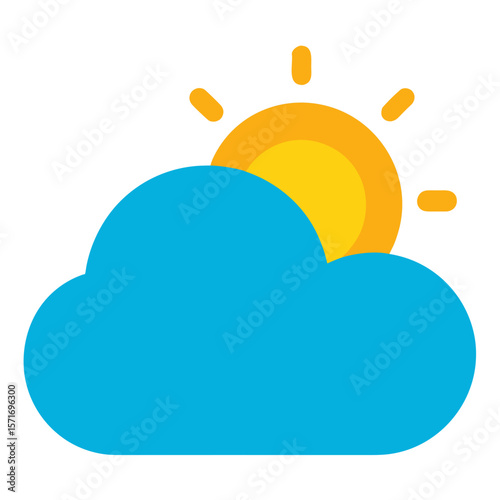Weather Icon Sun Behind Cloud