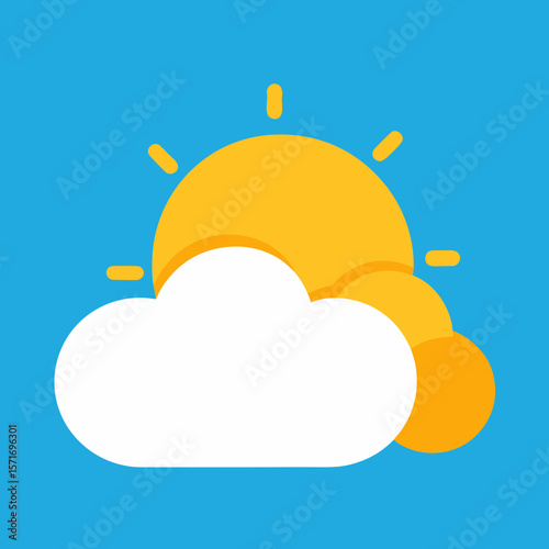 Weather Icon Sun Behind Cloud