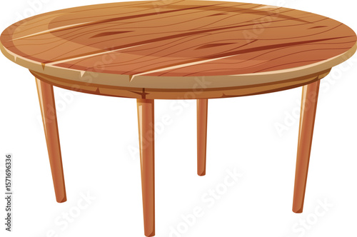 round wooden table realistic style