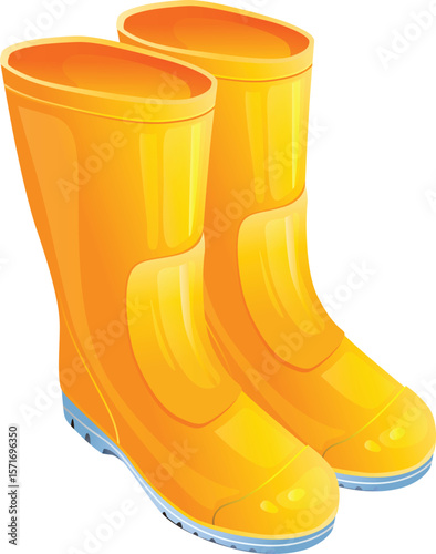 rubber boots rain shoes realistic style