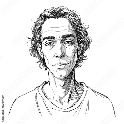 Indifferent man with wavy hair showing a nonchalant expression on white background