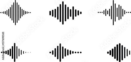 Abstract vector sound wave icons: modern, minimalist design.