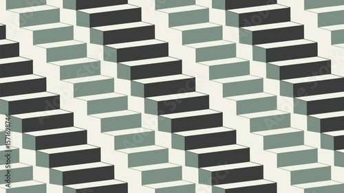 A pattern of repeating stairs in alternating shades of gray and light gray