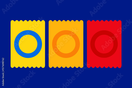 colorful latex condom set red yellow blue