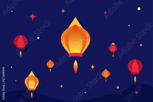 burning candles on blue sky