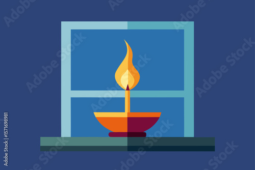 vector illustration of a burning candle