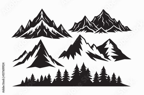 mountain icon set vector art