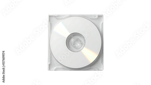 cd case isolated on white,Top View of Blank CD in Transparent Jewel Case on Gray Background