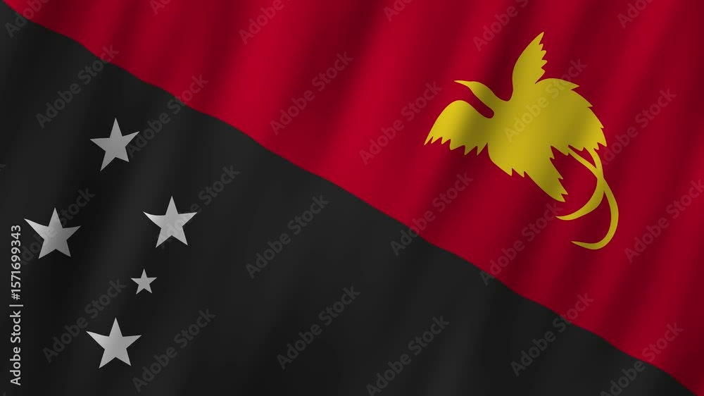 Symbolic representation of Papua New Guinea's national flag in focus