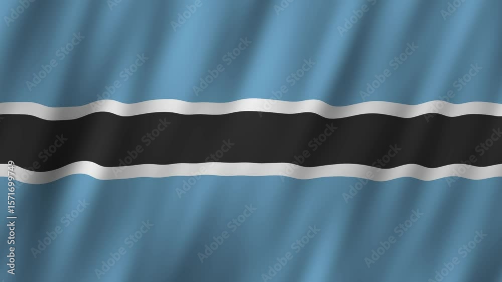 National flag of Botswana waving gently in the breeze