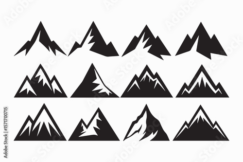mountain icon set vector art