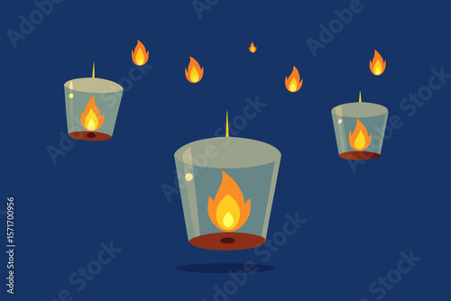 burning candle in the glass