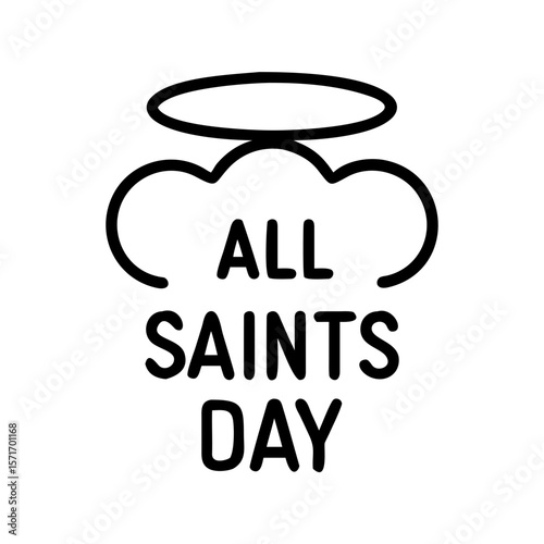 “All Saints' Day” title with halo above in minimalist style