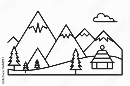 mountain icon set vector art