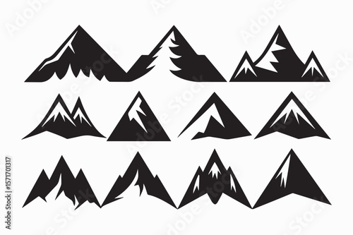 mountain icon set vector art