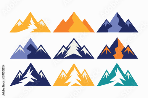 mountain icon set vector art