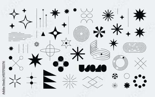 Retro-Futuristic Y2K Vector Shape Set Featuring Abstract Icons, Globes, Stars, Grids, and Tech-Inspired Design Elements for Posters, Digital Art, Fashion Graphics, and Streetwear


