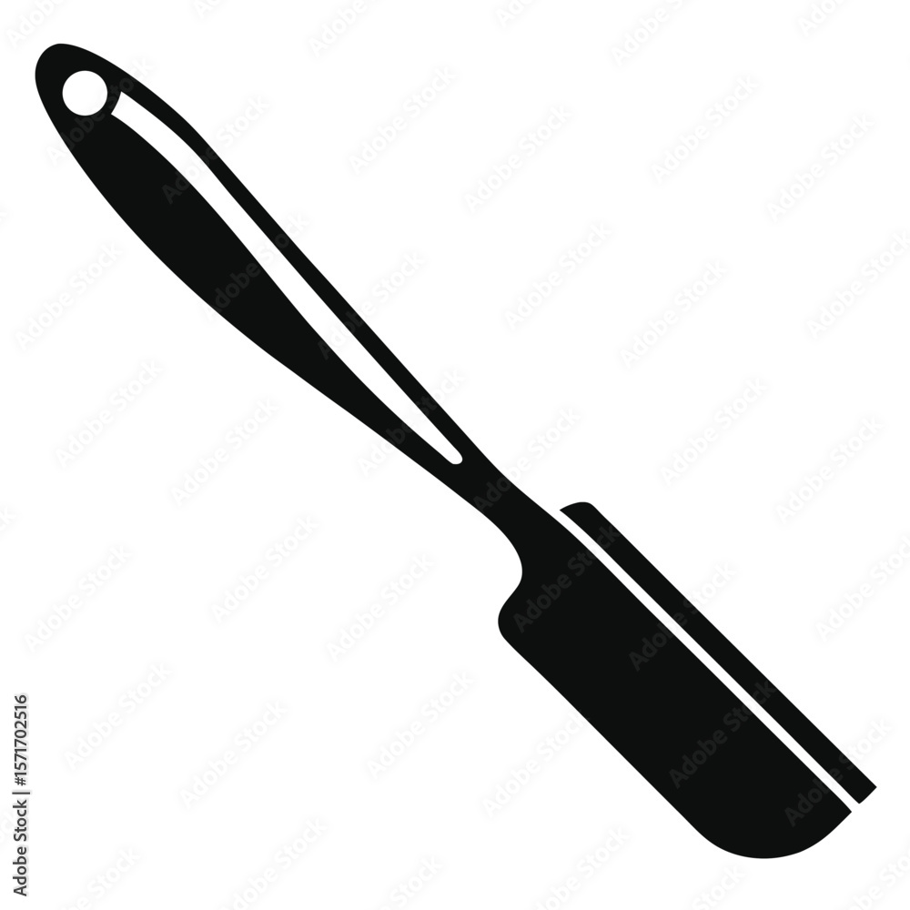 Fototapeta premium Black Baking Spatula with Rounded Handle and Angled Head Kitchen Utensil