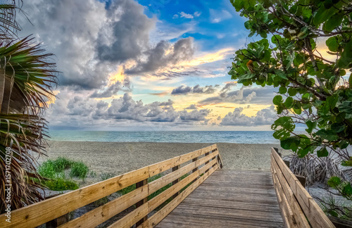Boardwalk to Venice beach on the Gulf of America formerly the Gulf of Mexico  in Venice FLorida USA