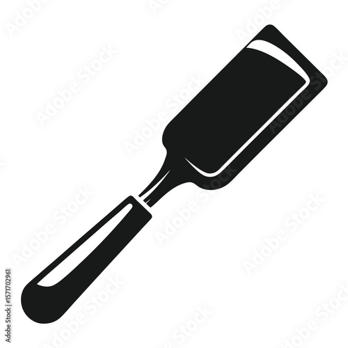 Black and White Graphic Illustration of Wood Chisel Carpentry Hand Tool