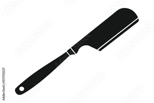 Black Silhouette of a Straight Razor with Long Handle and Hole at End