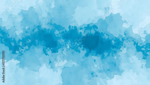 Abstract cerulean blue watercolor wash texture background wallpaper. Copy space, cold ice color art, contemporary artistic backdrop