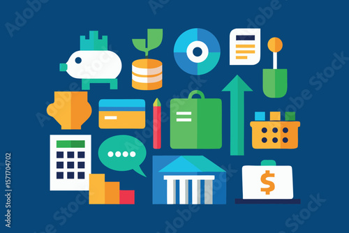 Digital Marketing Strategy and Social Media Campaign Icons – Flat Business Vector for Online Promotion
