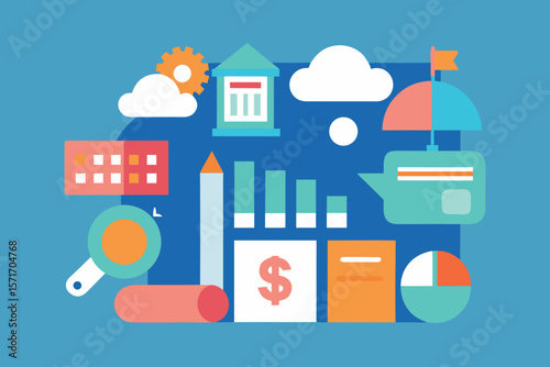 Digital Marketing Strategy and Social Media Campaign Icons – Flat Business Vector for Online Promotion