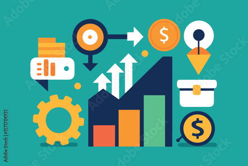 Digital Marketing Strategy and Social Media Campaign Icons – Flat Business Vector for Online Promotion